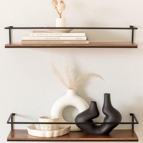 Unyqoos ® Zwevende Wandplankenset van Metaal en Houtfineer voor Diverse Kamers