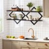 550x687-225.jpg Unyqoos® Stijlvolle set van 2 wandrekken met ruitvormig metalen frame in zwart
