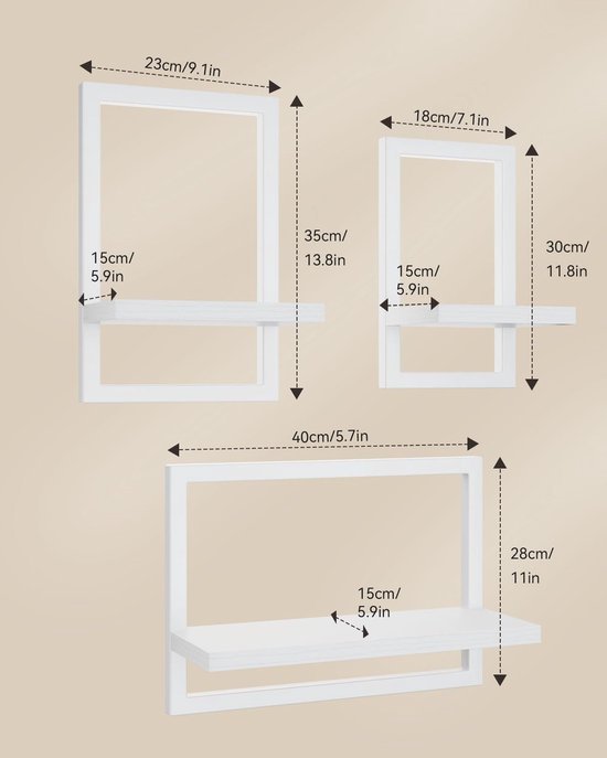 Unyqoos® Moderne set van 3 zwevende wandplanken voor multifunctionele opslag en decoratie in huis