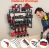 550x687-237.jpg Unyqoos® Wandgemonteerd opbergrek met boor- en gereedschapshouders voor garage en werkplaats