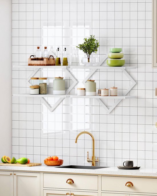 550x687-249.jpg Unyqoos® Set van 2 stijlvolle wandrekken met ruitvormig design voor elke ruimte