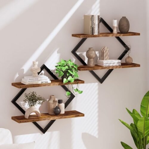 Unyqoos® Set van twee elegante wandrekken met ruitvormig design voor elke kamer