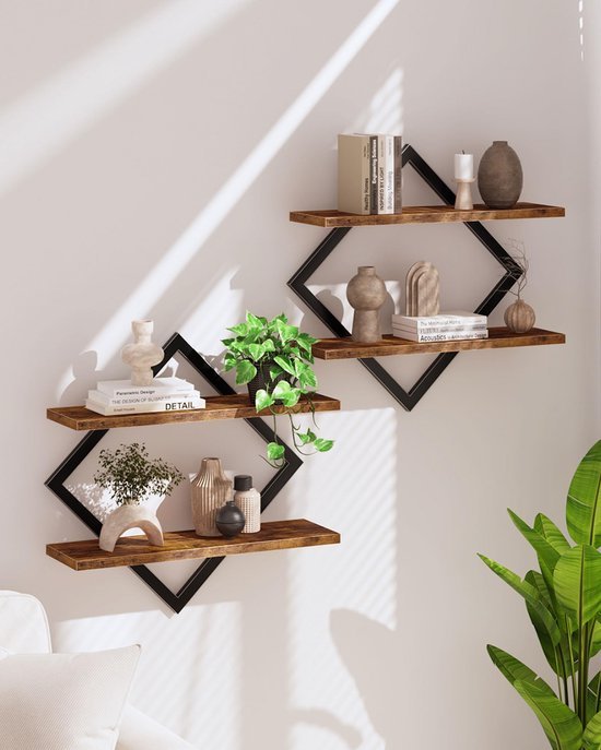 550x687-257.jpg Unyqoos® Set van twee elegante wandrekken met ruitvormig design voor elke kamer