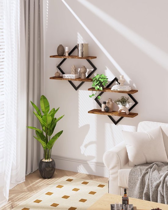 550x687-260.jpg Unyqoos® Set van twee elegante wandrekken met ruitvormig design voor elke kamer