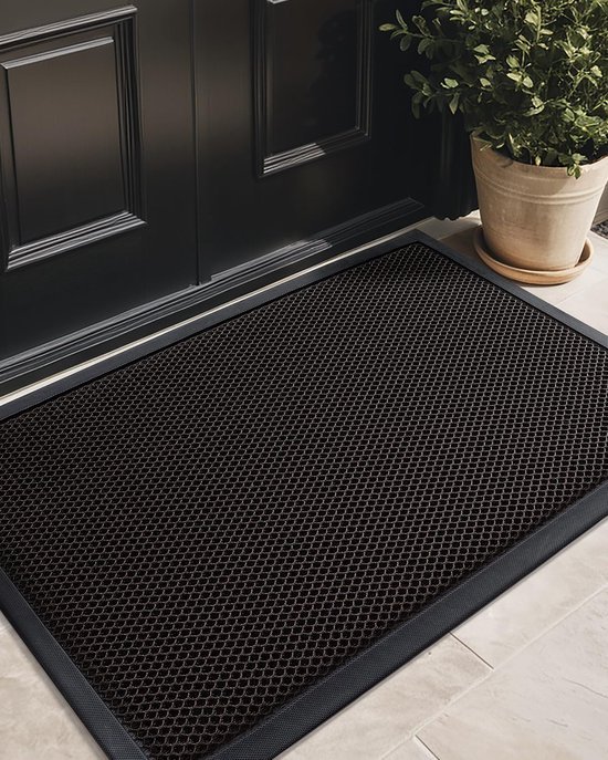 Unyqoos ® Grijze Antislip Deurmat voor Buiten en Binnen met Laag Profiel, Gemakkelijk te Reinigen, 43 x 76 cm