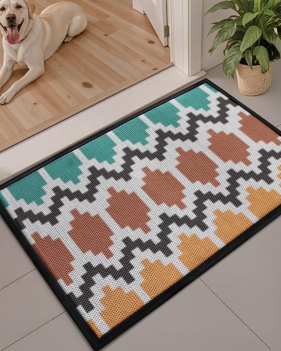 Unyqoos® Kleine deurmat met antislip en vuilopvang voor binnen en buiten gebruik, 32x59 cm