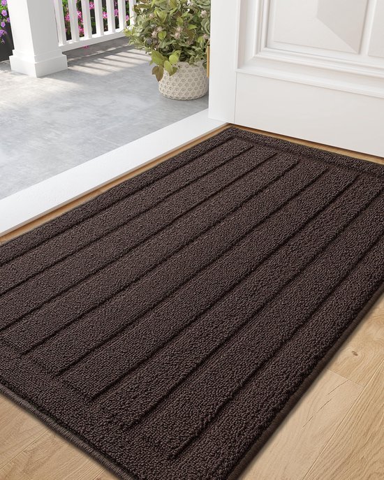 Unyqoos® Absorberende en Wasbare Deurmat voor Binnen en Voordeur in Bruine Kleur, 50 x 90 cm