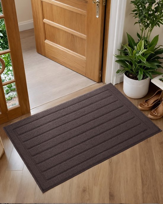 Unyqoos® Absorberende en Wasbare Deurmat voor Binnen en Voordeur in Bruine Kleur, 50 x 90 cm