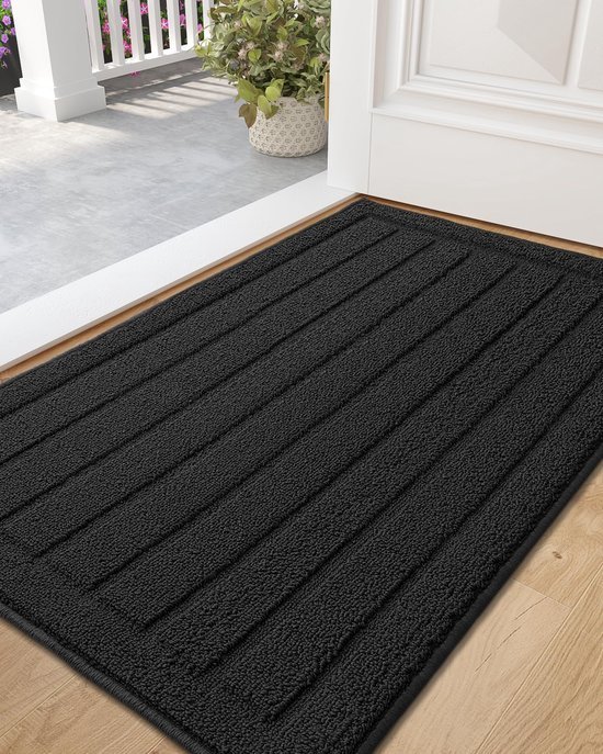 Unyqoos® Absorberende en Antislip Deurmat voor Binnen met Eenvoudige Reiniging 50 x 90 cm Zwart