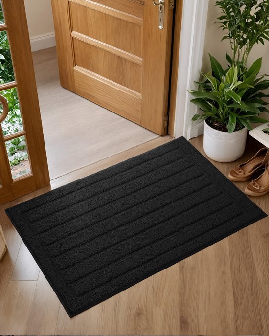 Unyqoos® Absorberende en Antislip Deurmat voor Binnen met Eenvoudige Reiniging 50 x 90 cm Zwart