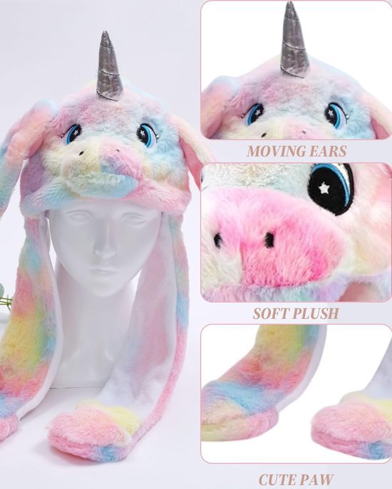 550x687-310.jpg Unyqoos® Pluche Eenhoorn Muts met Beweegbare Oren voor Cosplay en Feestjes