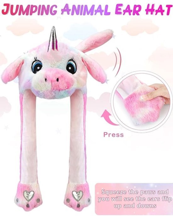 550x687-313.jpg Unyqoos® Pluche Eenhoorn Muts met Beweegbare Oren voor Cosplay en Feestjes