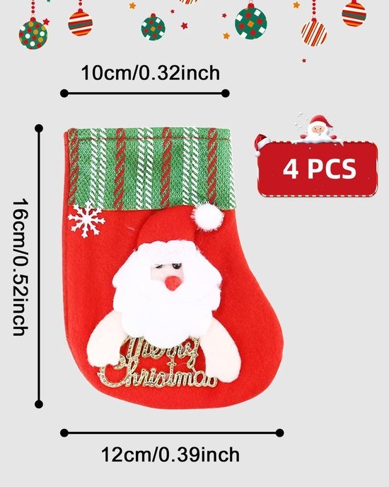 550x687-326.jpg Unyqoos® Set van 4 decoratieve mini-kerstkousen met feestelijke ontwerpen voor kerstversiering