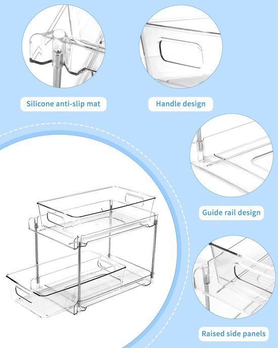 550x687-329.jpg Unyqoos® Multifunctionele Transparante Organizer Met Schuiflade Voor Keuken, Badkamer En Slaapkamer, 2 Stuks