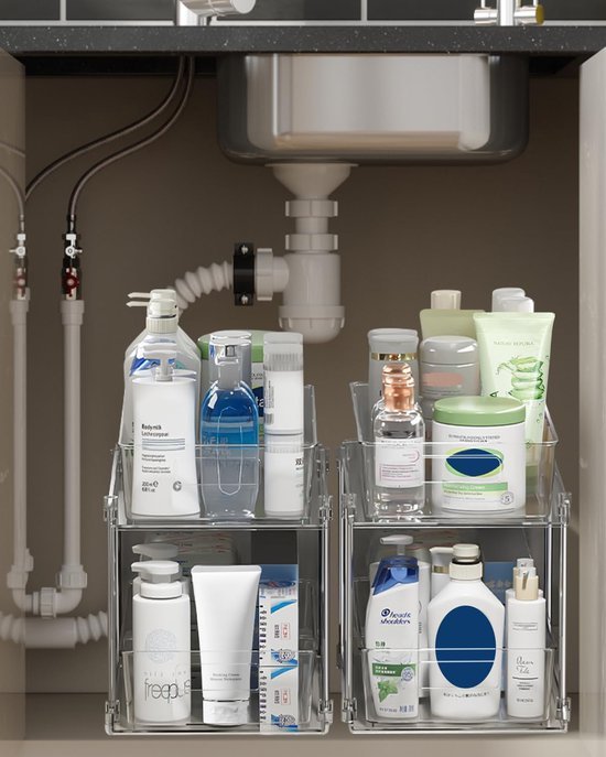 550x687-330.jpg Unyqoos® Multifunctionele Transparante Organizer Met Schuiflade Voor Keuken, Badkamer En Slaapkamer, 2 Stuks