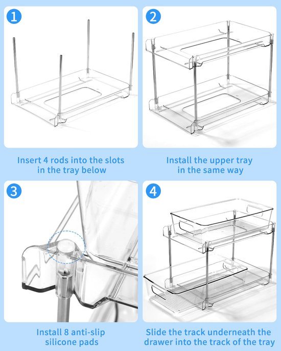 550x687-332.jpg Unyqoos® Multifunctionele Transparante Organizer Met Schuiflade Voor Keuken, Badkamer En Slaapkamer, 2 Stuks