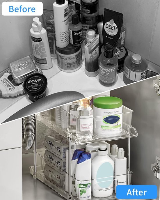 550x687-333.jpg Unyqoos® Multifunctionele Transparante Organizer Met Schuiflade Voor Keuken, Badkamer En Slaapkamer, 2 Stuks