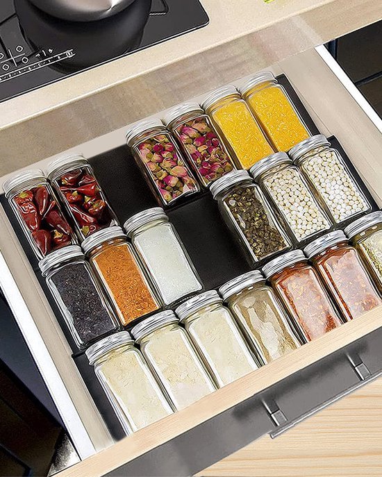 550x687-357.jpg Unyqoos ® Kruidenlade Organisator Verstelbare Inzetstukken voor Efficiënte Keukenopslag en Orde