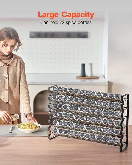 550x687-364.jpg Unyqoos® Ruim kruidenrek met zes niveaus inclusief 72 glazen potjes en etiketten