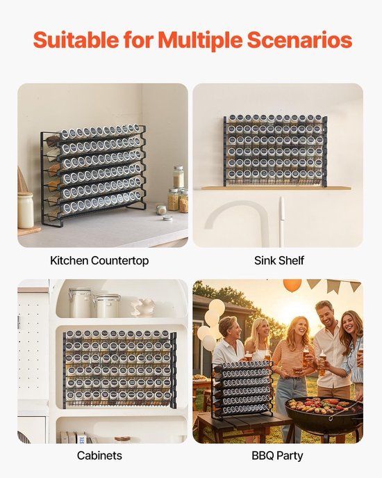 550x687-367.jpg Unyqoos® Ruim kruidenrek met zes niveaus inclusief 72 glazen potjes en etiketten