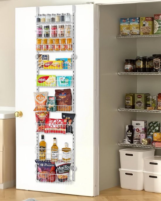 Unyqoos® Verstelbare wand- en deurorganizer met 9 opbergrekken voor keuken en badkamer