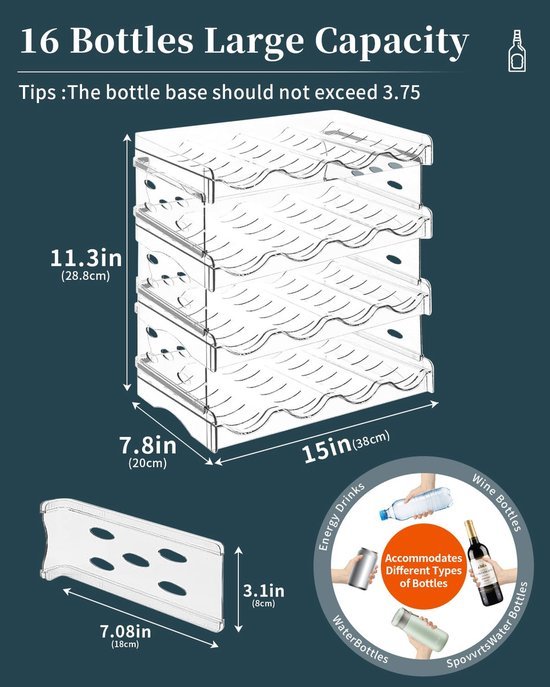 550x687-372.jpg Unyqoos® Stapelbaar en transparant flessenrek voor koelkastorganisatie en ruimtebesparing
