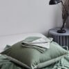Unyqoos® Kussensloopset van 40 x 80 cm in saliegroen katoen met ritssluiting en vintage uitstraling