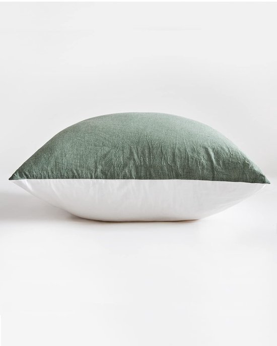 Unyqoos® Kussensloopset van 40 x 80 cm in saliegroen katoen met ritssluiting en vintage uitstraling