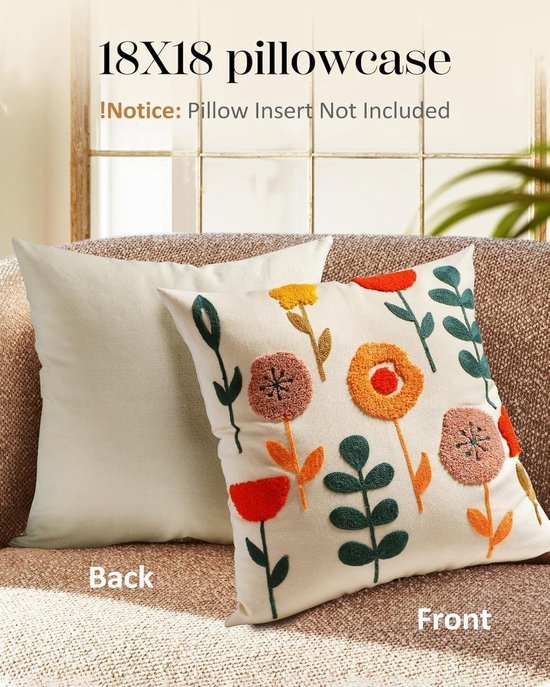 Unyqoos® Stijlvolle kussensloop met geborduurde bloemen voor zomerse inrichting