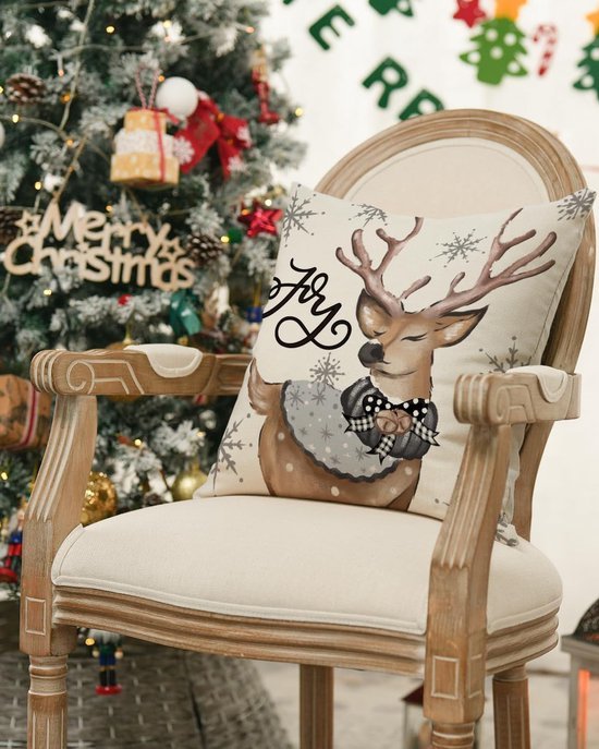 Unyqoos® Set van vier feestelijke kussenhoezen met kerstmotieven voor warme sfeer