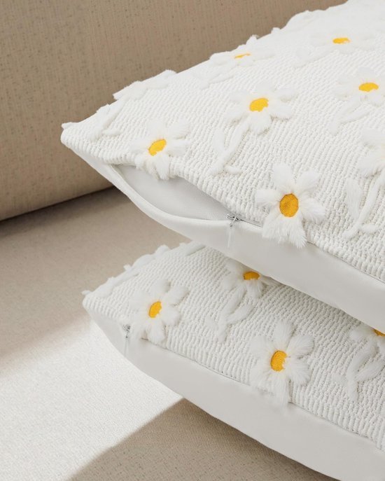 Unyqoos® Set van 2 sierlijke kussenslopen met bloemenpatroon en zachte fluwelen stof