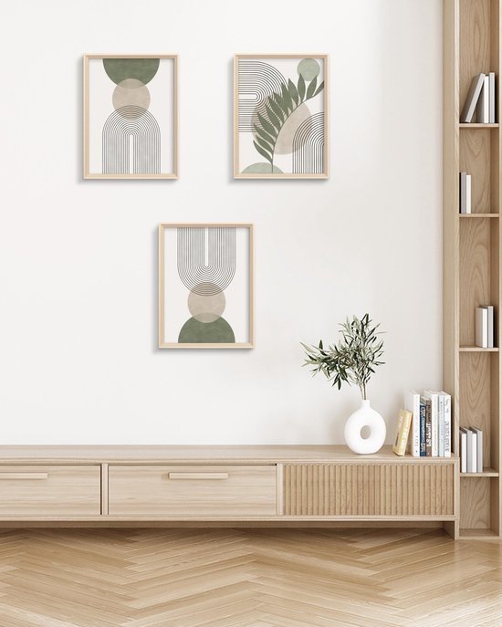 Unyqoos® Set van 3 Ingelijste Abstracte Canvas Wanddecoratie voor Moderne Interieurs 40x30
