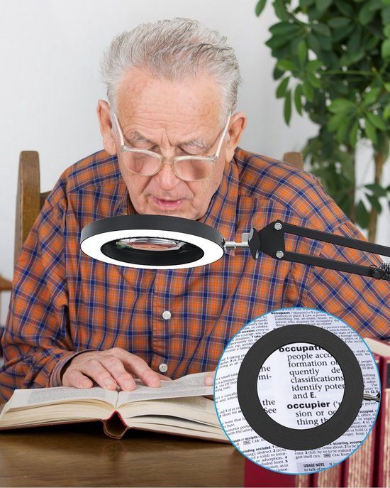Unyqoos® Dimbare bureaulamp met vergrootglas en klem voor flexibel gebruik