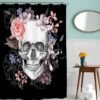Unyqoos® Halloween Douchegordijn met Bloemen en Skeletmotief Inclusief Haken