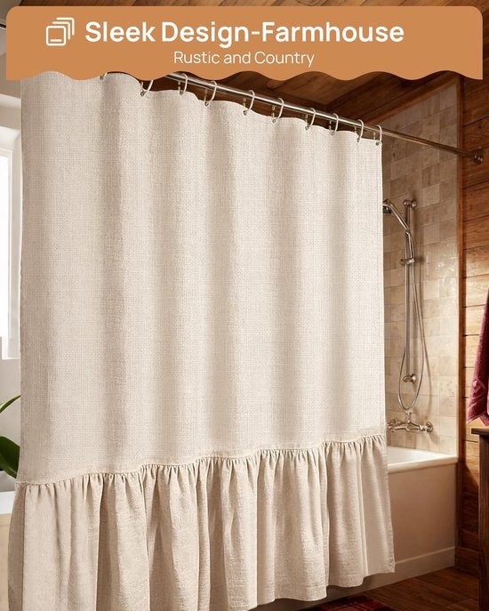Unyqoos® Elegant Douchegordijn in Linnenlook met Schimmelwerende en Waterdichte Eigenschappen