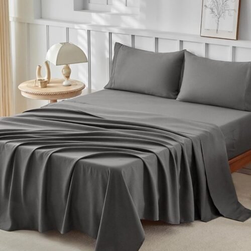 Unyqoos® Compleet drie-delig beddengoed set voor eenpersoonsbed in elegante grijstint