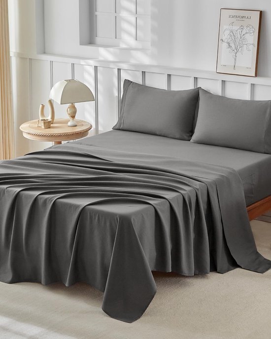 Unyqoos® Compleet drie-delig beddengoed set voor eenpersoonsbed in elegante grijstint