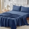 Unyqoos® Driedelig donkerblauw beddengoedset voor eenpersoonsbed met hoeslaken