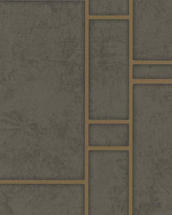 Unyqoos® Stijlvol goudbruin vliesbehang met metallic strepen voor elke kamer