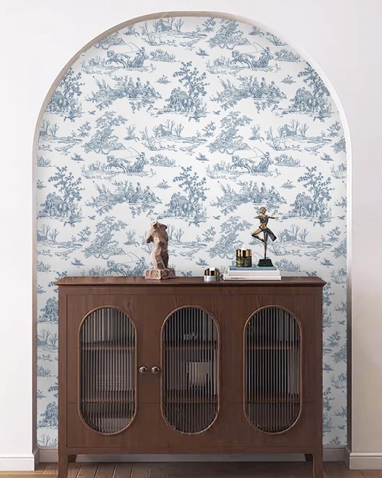 550x687-84.jpg Unyqoos® Zelfklevend blauw-wit bloemenbehang voor woonkamer en keuken muren