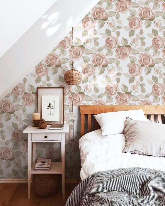 550x687-85.jpg Unyqoos® Roze en witte zelfklevende decoratieve folie met bloemenpatroon voor elke ruimte