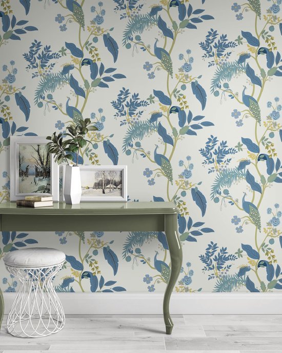 Unyqoos® Waterdicht zelfklevend behang met vogels en bloemen voor interieurdecoratie 41 cm x 3 m