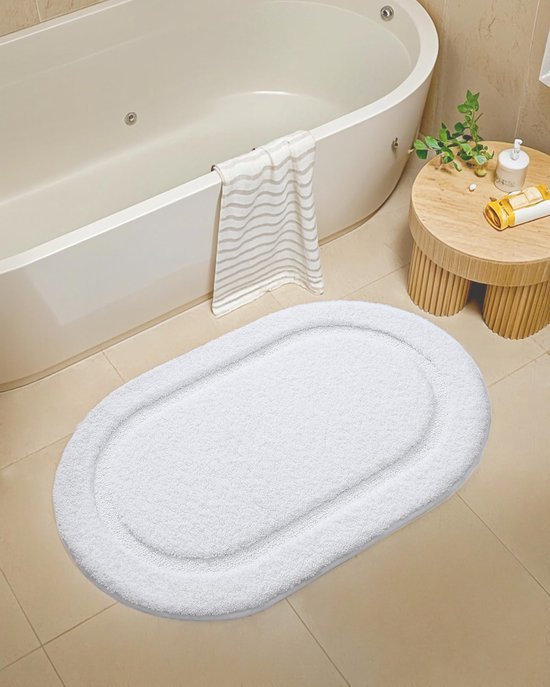 Unyqoos® Zachte en Absorberende Witte Badmat met Antislip Achterkant 50 x 80 cm