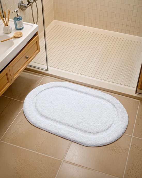 Unyqoos® Zachte en Absorberende Witte Badmat met Antislip Achterkant 50 x 80 cm