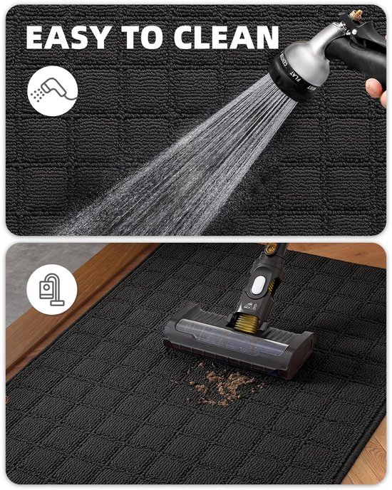 Unyqoos® Donkergrijze antislip deurmat voor binnen, vuilvangend en wasbaar, ideaal voor voordeuren en entrees