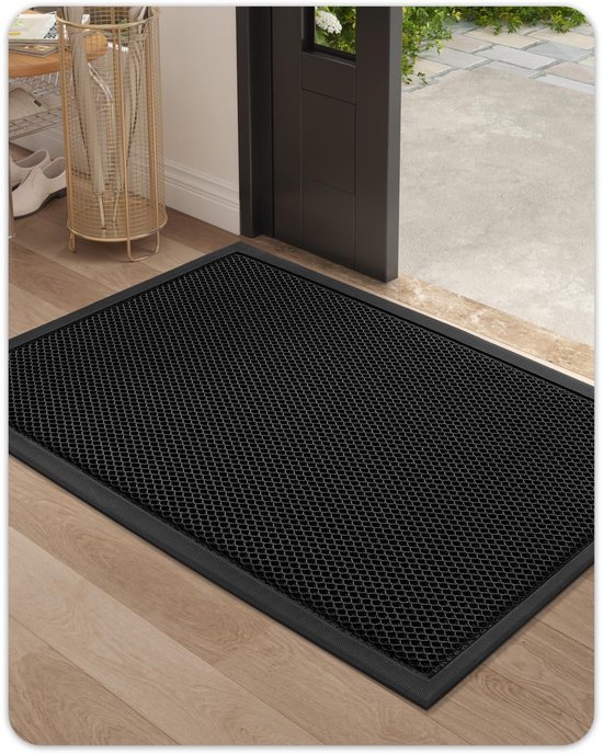 Unyqoos ® Grijze Antislip Deurmat voor Buiten en Binnen met Laag Profiel, Gemakkelijk te Reinigen, 43 x 76 cm