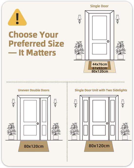 Unyqoos® Absorberende en Antislip Deurmat voor Binnengebruik met Elegant Ontwerp 44 x 75 cm