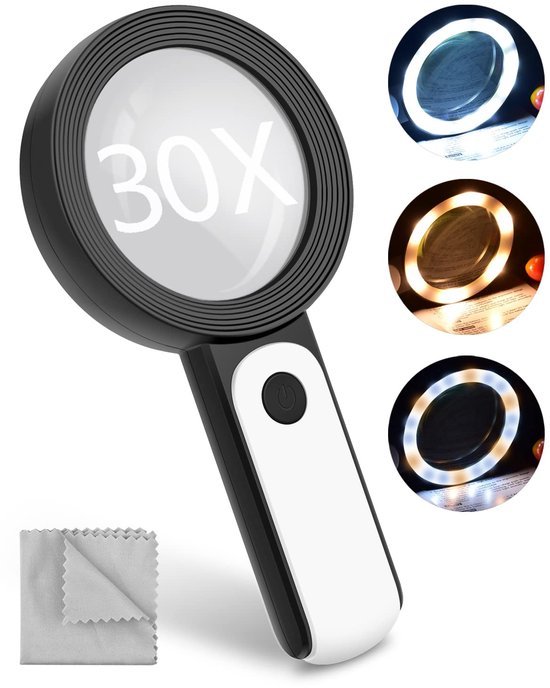 Unyqoos® Handzaam vergrootglas met LED-verlichting en dubbele lens voor nauwkeurig lezen