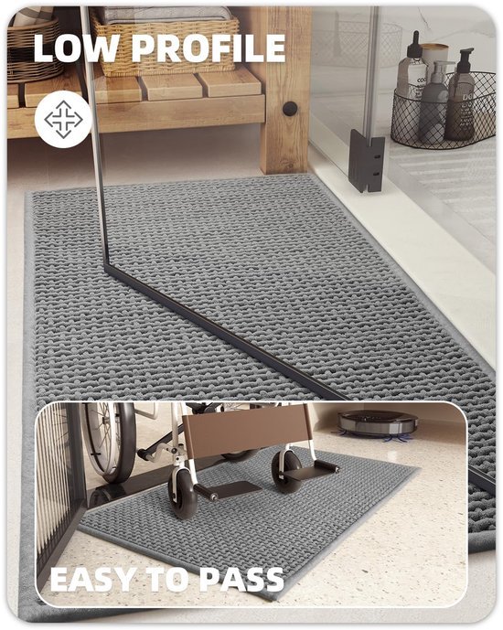 Unyqoos® Grijze badmat van chenille voor badkamer, douche en badkuip, 60 x 90 cm