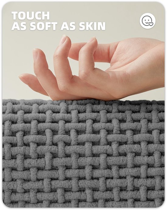 Unyqoos® Grijze badmat van chenille voor badkamer, douche en badkuip, 60 x 90 cm